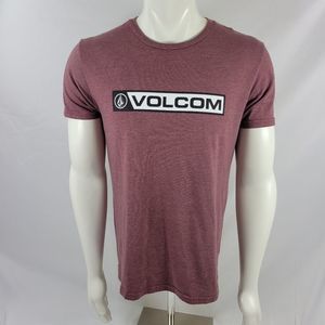 Volcom graphic t-shirt mens size medium maroon Spellout